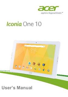 Acer Iconia One 10 manual. Smartphone Instructions.